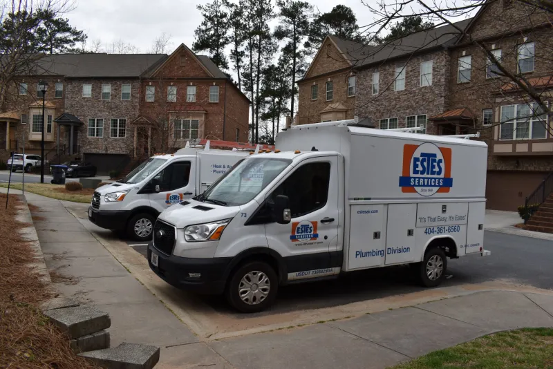 New plumbing fixtures in a restroom. Morrow, GA