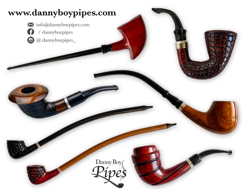 Hand carved pipes at Danny Boy Pipes