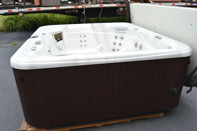 brown and white hot tub