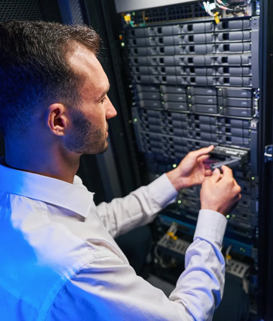 a man looking at a computer screen