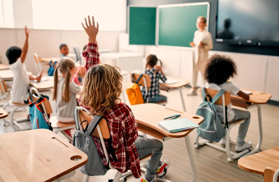 a group of children in a classroom