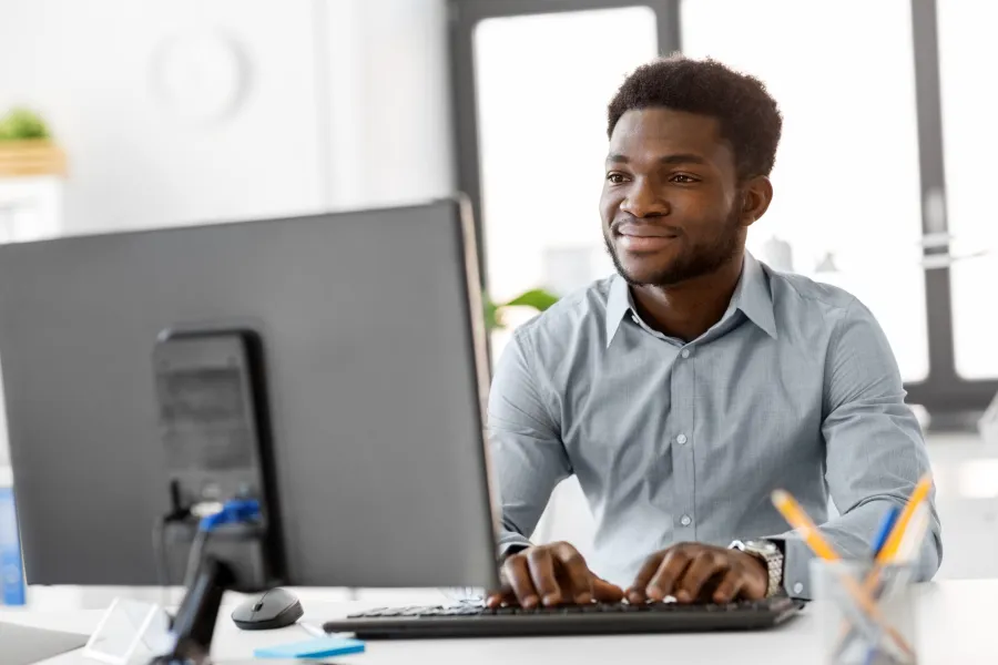 a man working on a computer