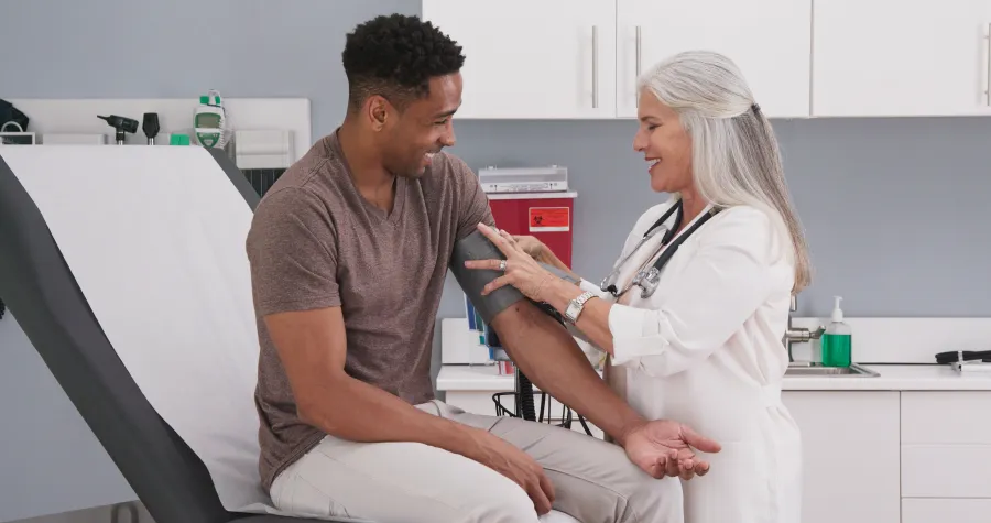 a doctor talking to a patient