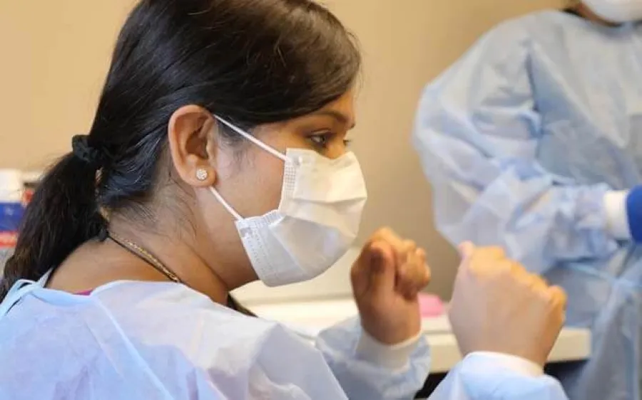 a dentist examining a patient