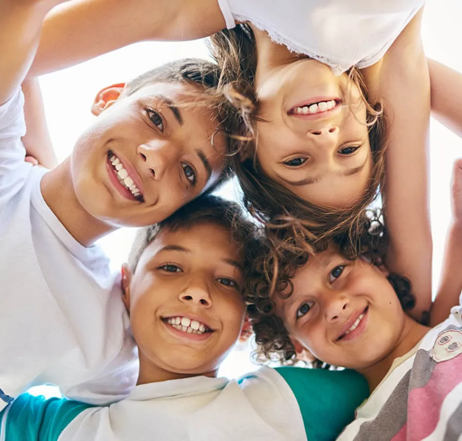 a group of people smiling