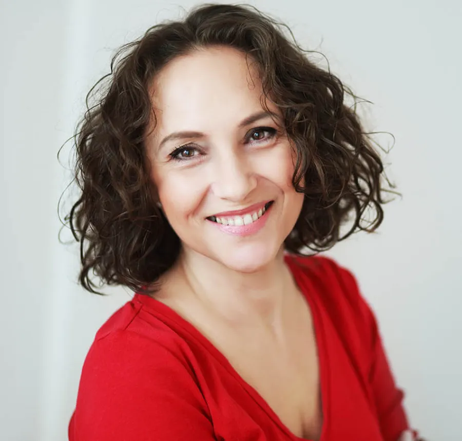 a family smiling and laughing