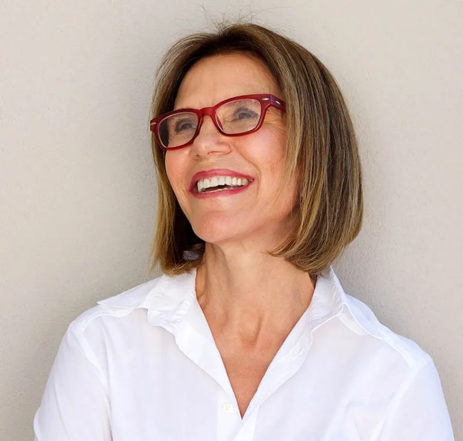 a woman wearing glasses