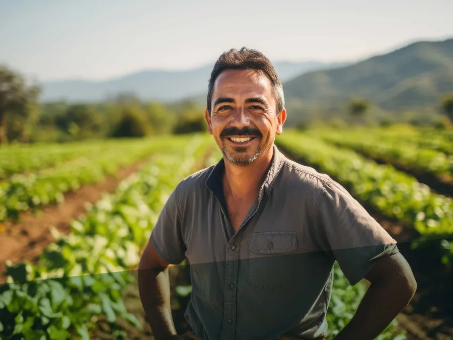 a man standing in a field