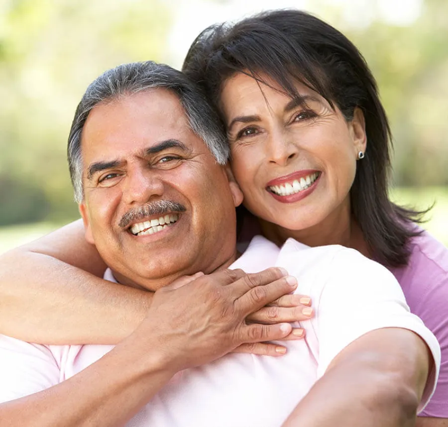 a man and woman embracing