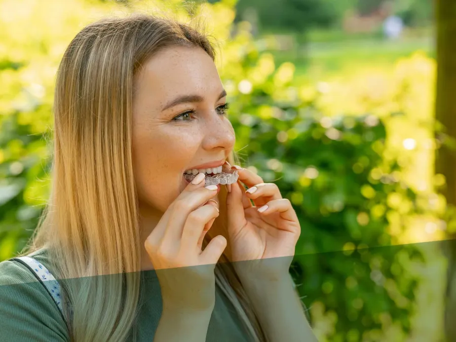 a woman biting her nails