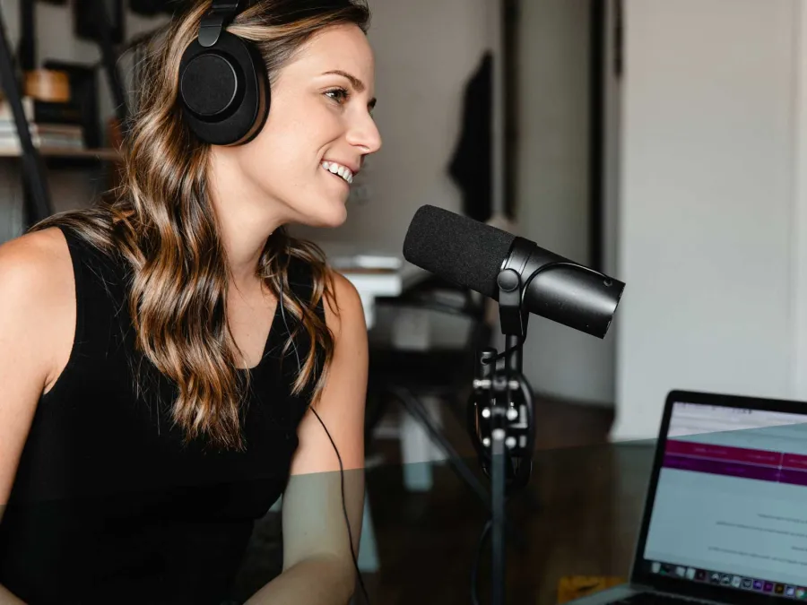 a woman wearing headphones