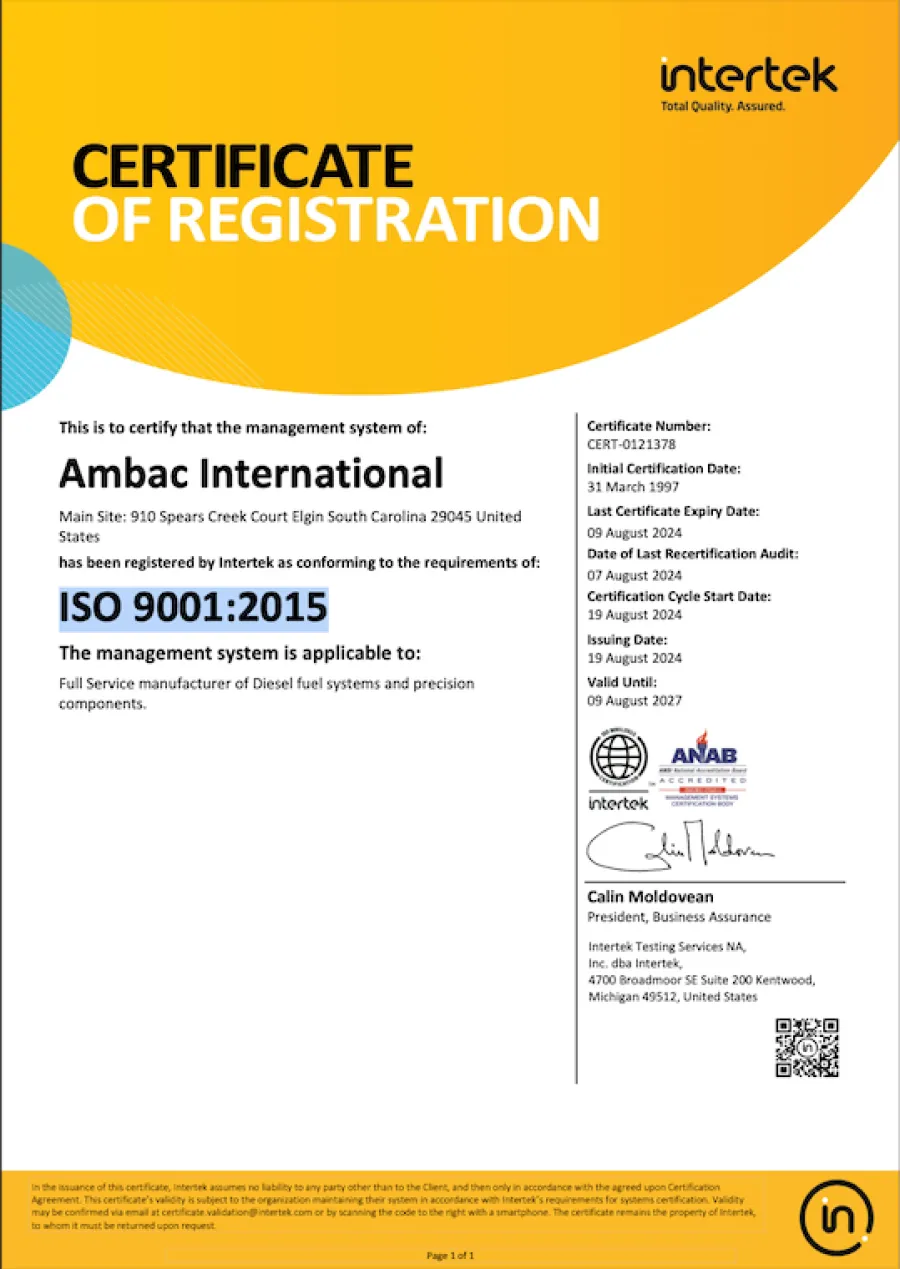 ISO9001:2015 Certificate