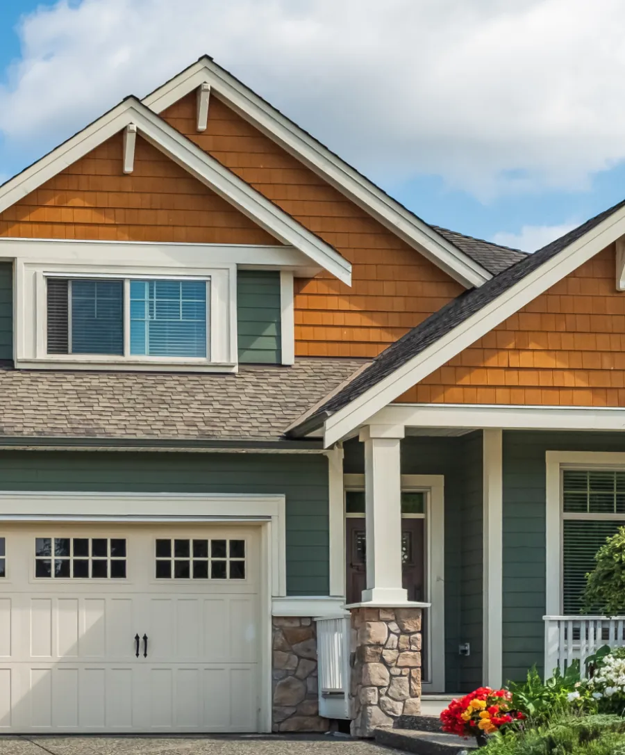 a house with a garage and a garage