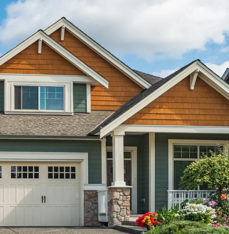 a house with a garage and a garage