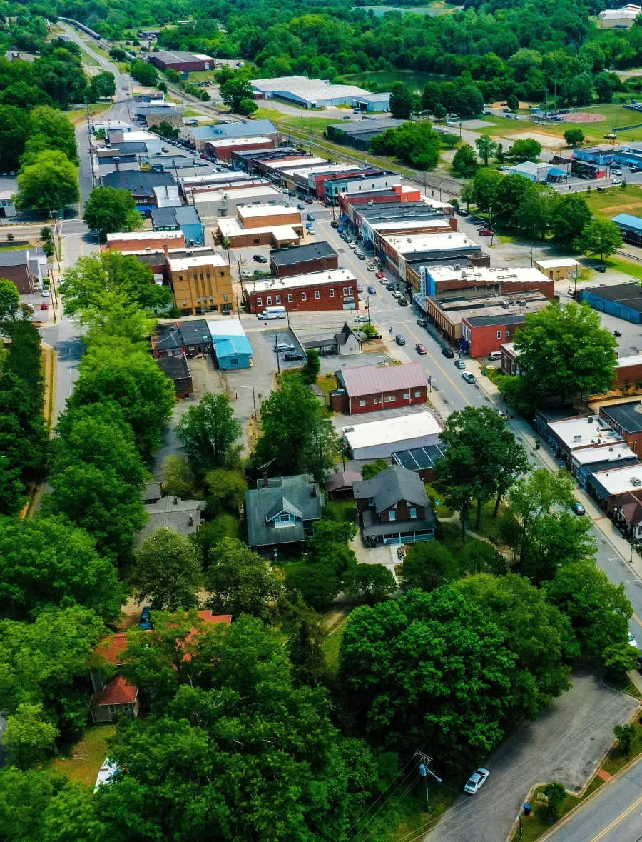 aerial view of a town