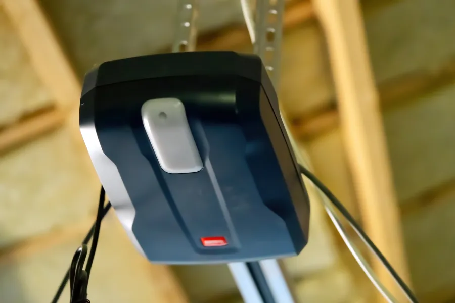 A garage door opener working