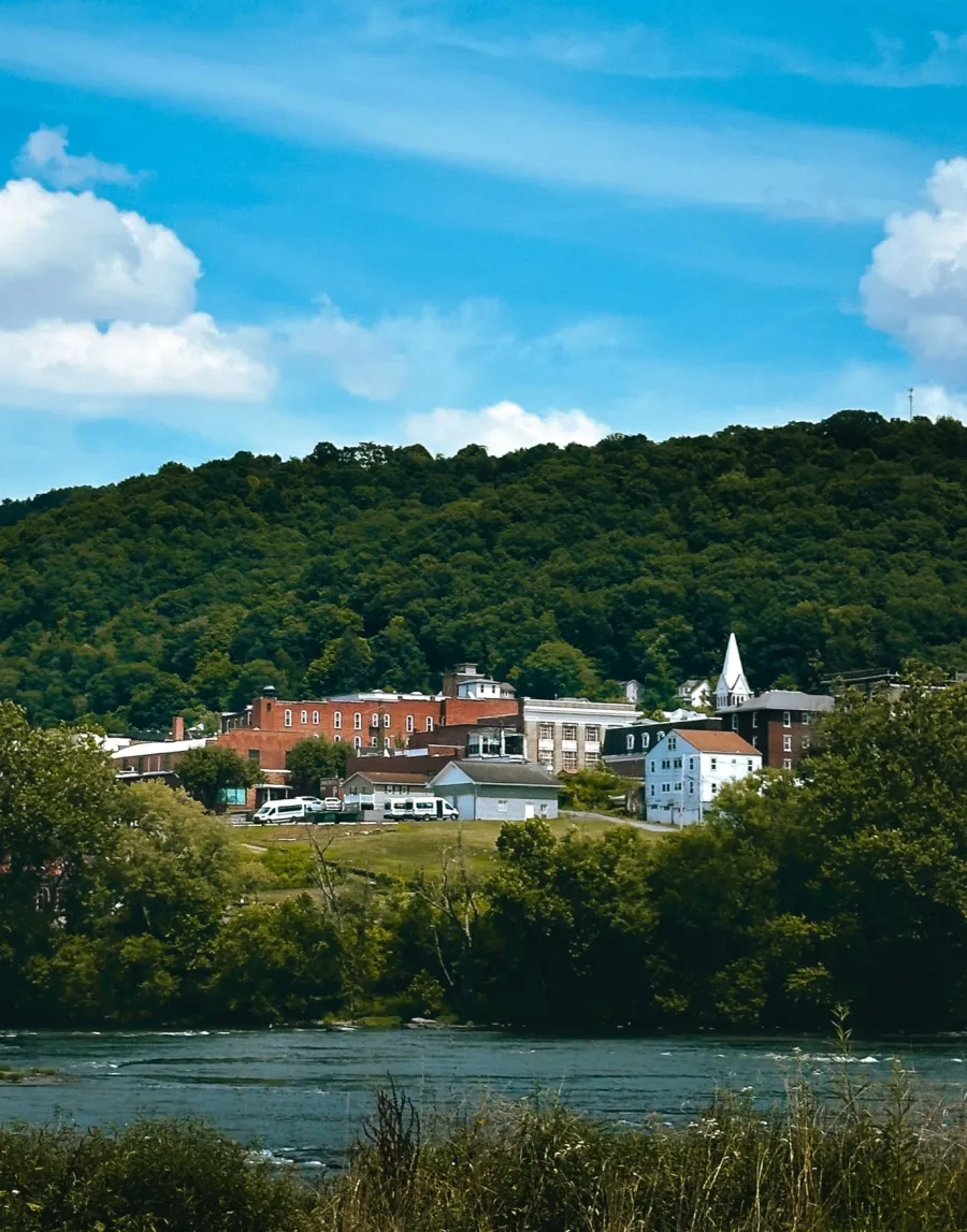 a town by a lake