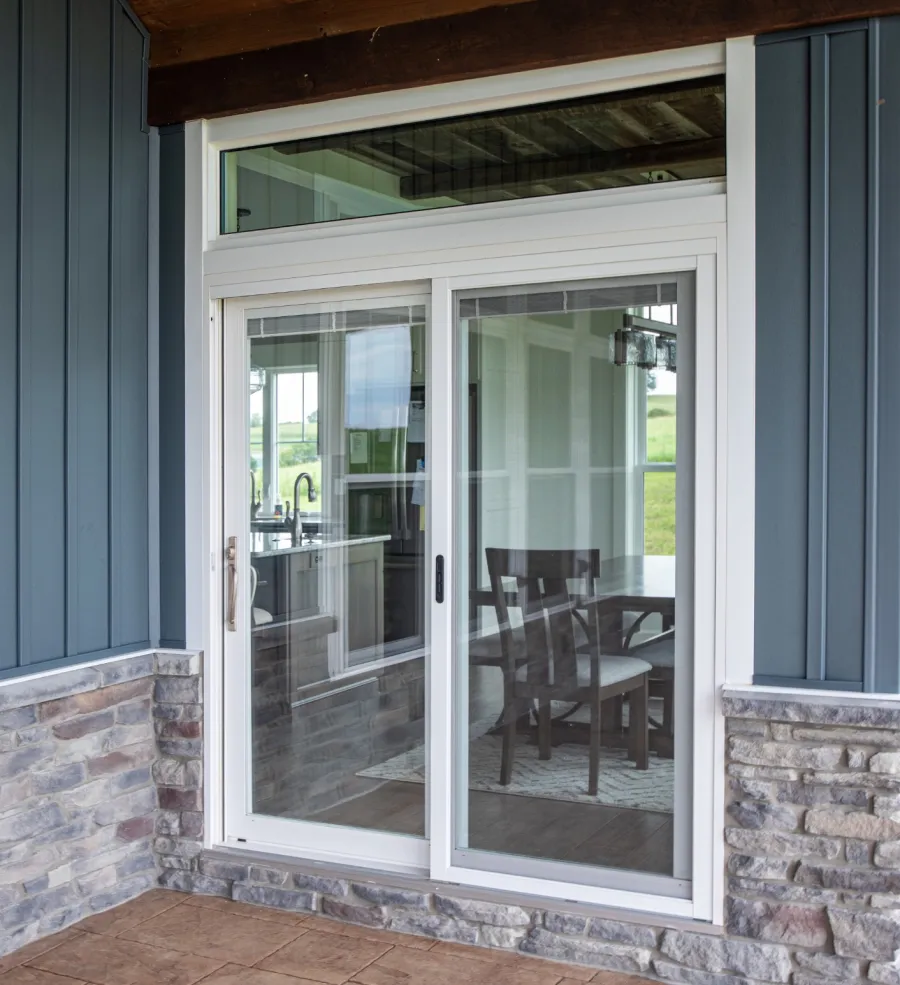 a glass door with a glass window