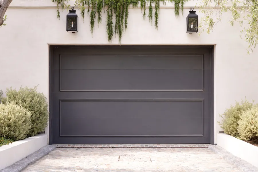 a garage door with a light on top