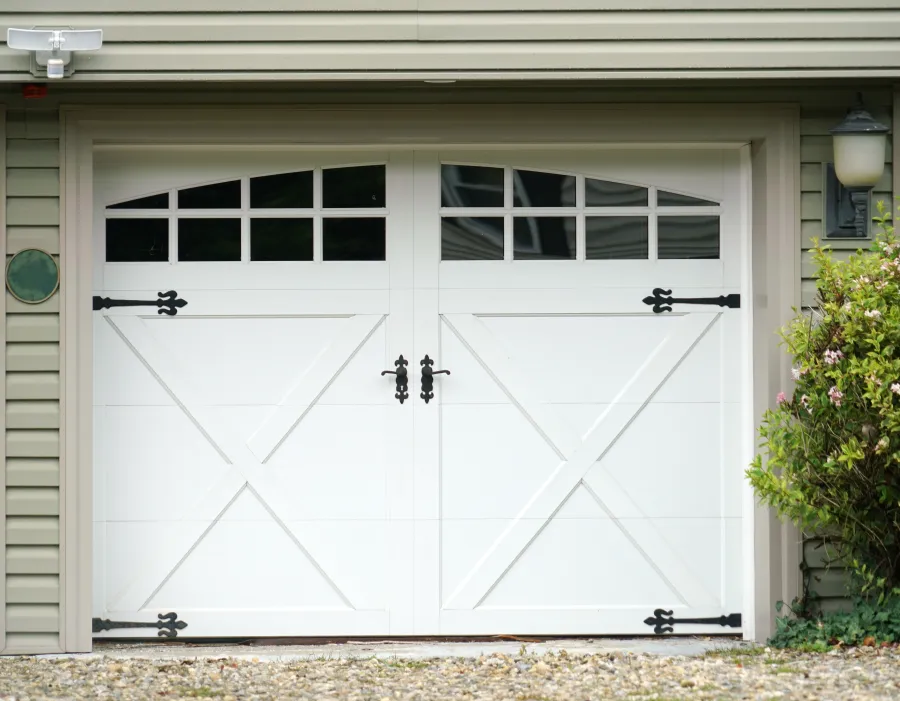 a white garage door