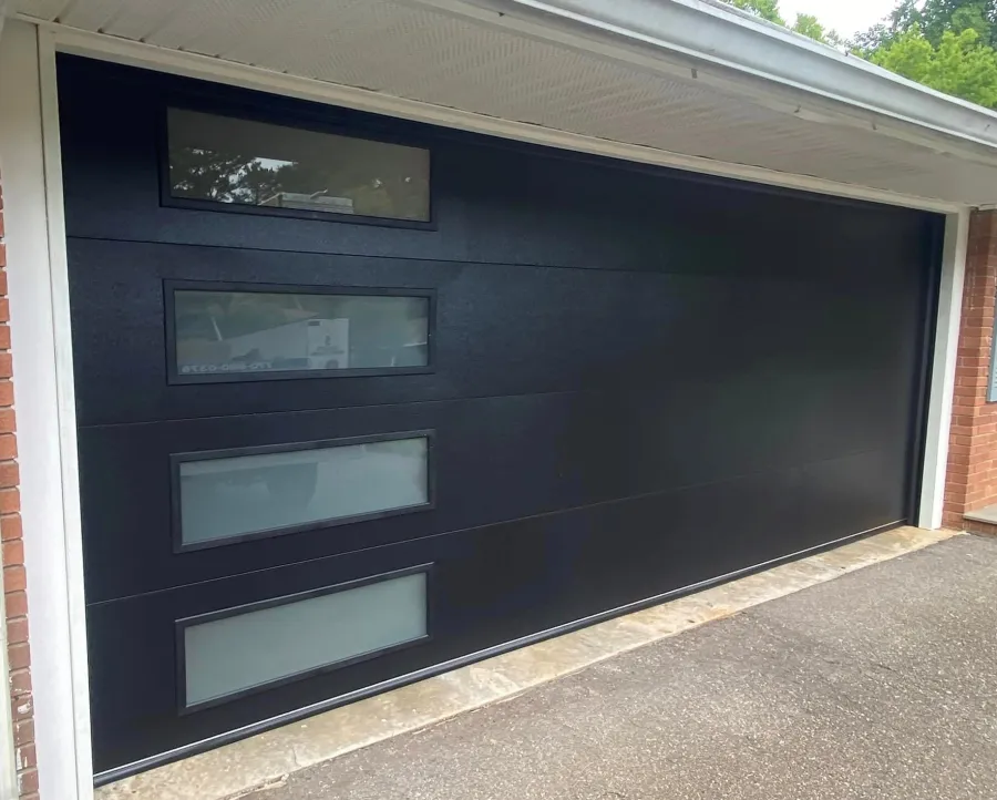 a black garage door