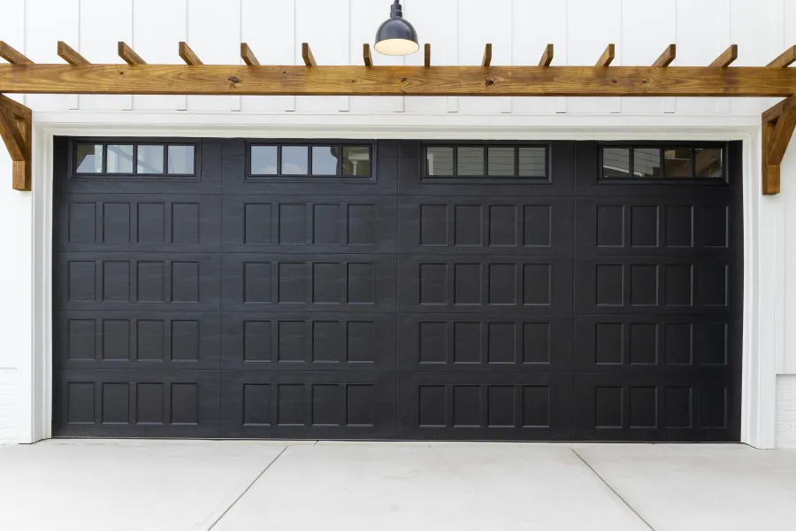 a black garage door