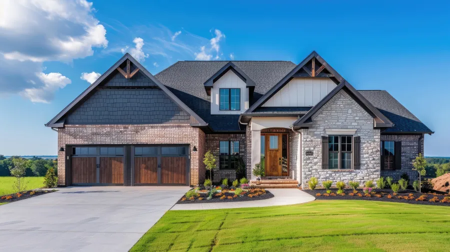 a house with a large front yard