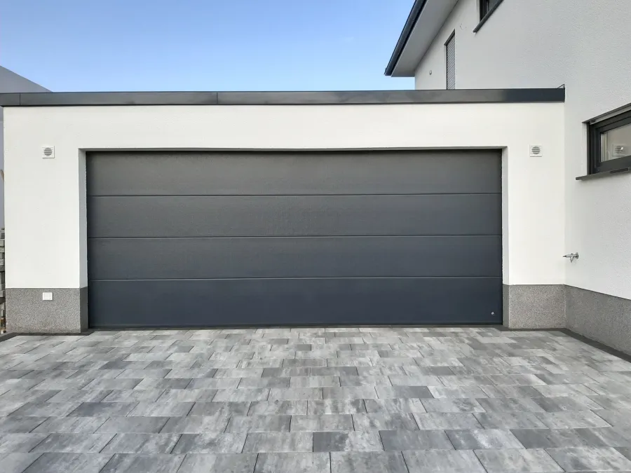 a garage door in a building