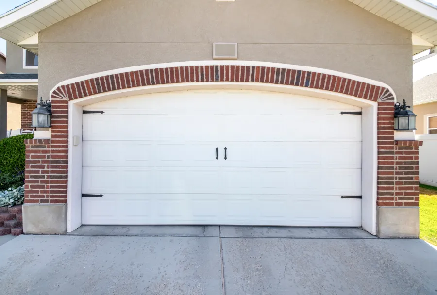 a garage door with a garage door