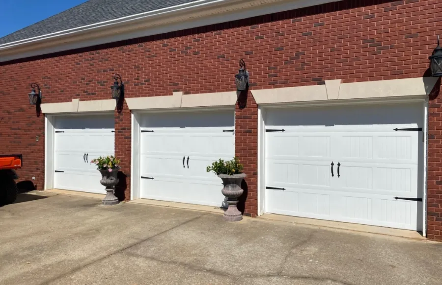 a garage with garage doors