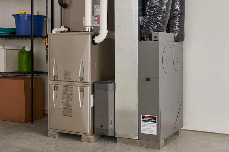 New residential furnace system installed in a home.
