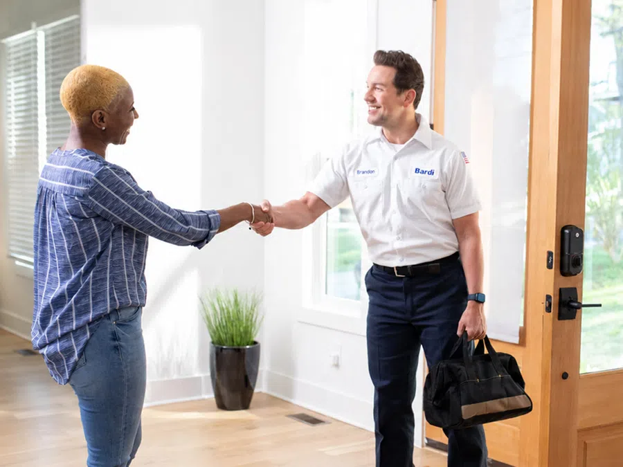 Bardi technician greeting a homeowner