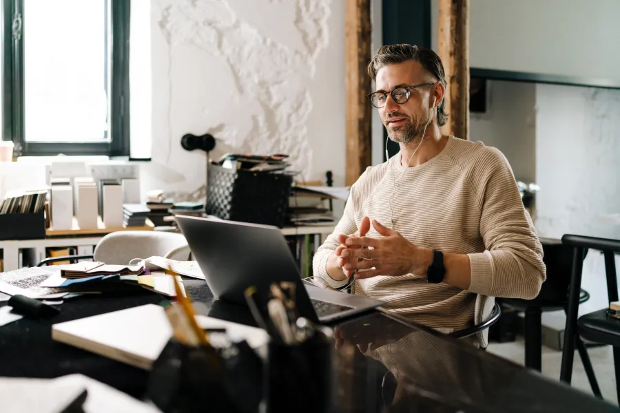 a person sitting at a desk