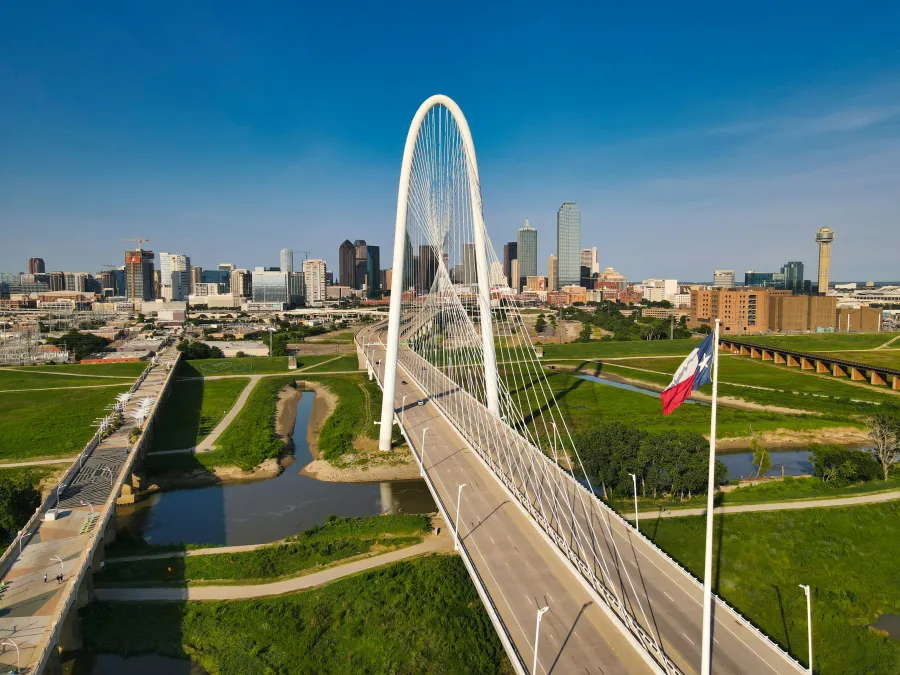 a bridge with a flag