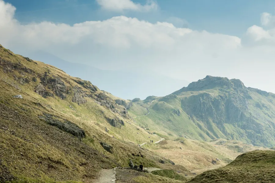 a path running up a mountain side