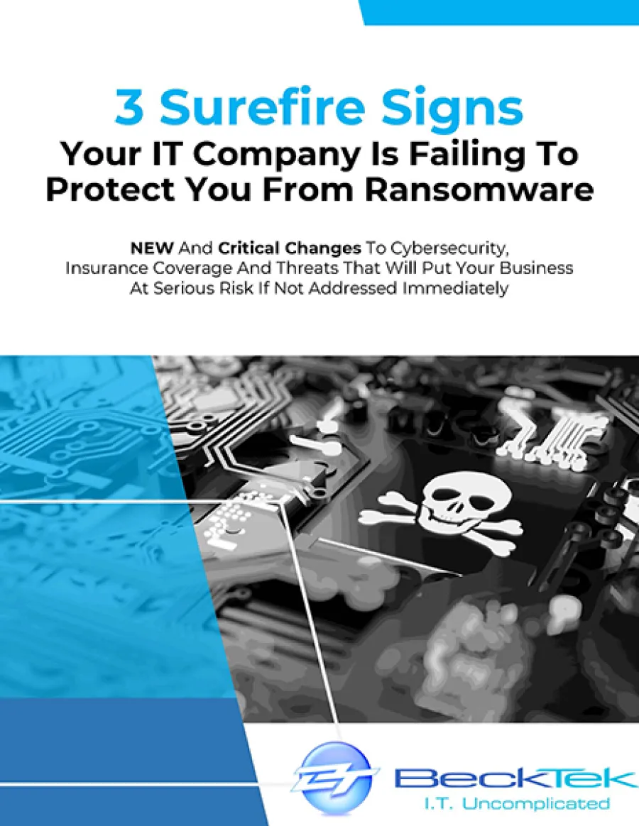 3 Surefire Signs Your IT Company Is Failing To Protect You From Ransomware warning with skull on circuit board