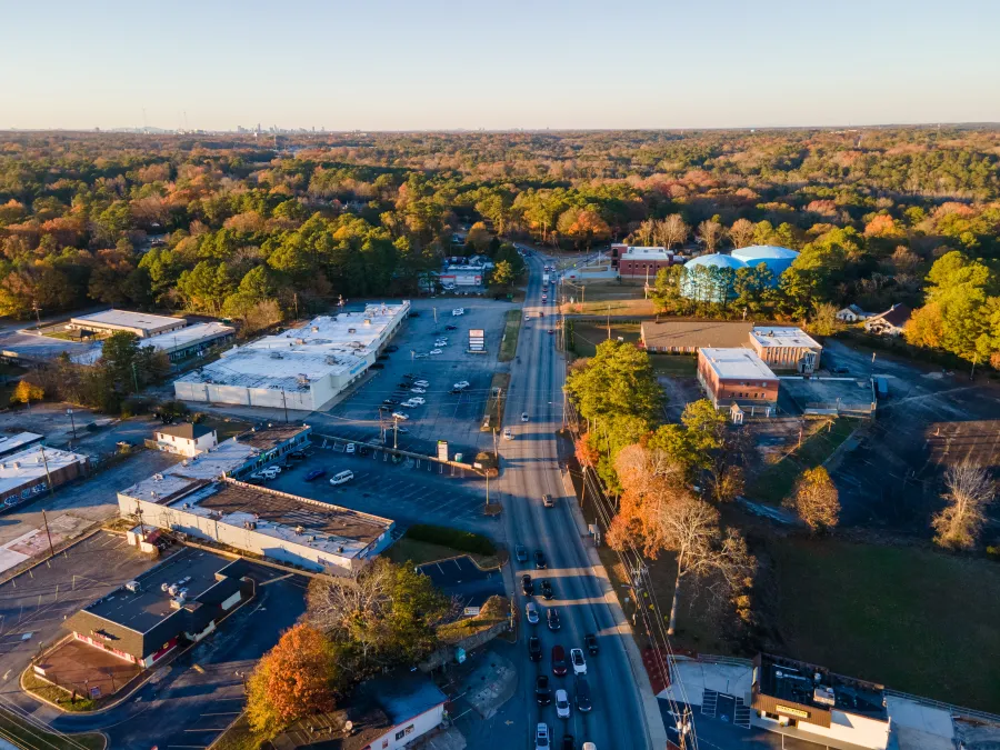 aerial view of a town