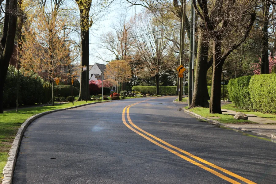 a road with trees on the side