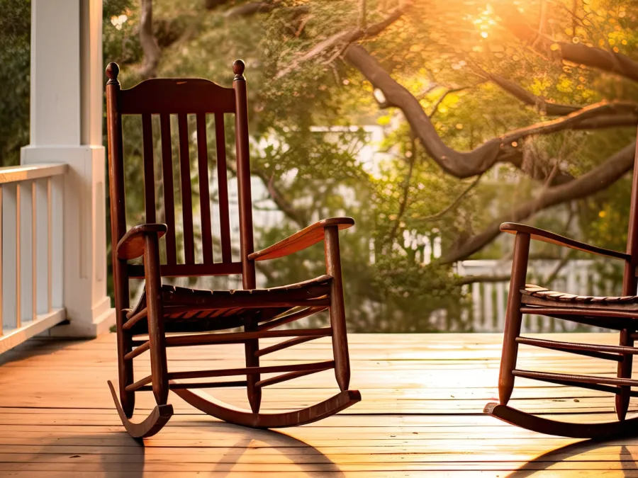 two chairs on a deck