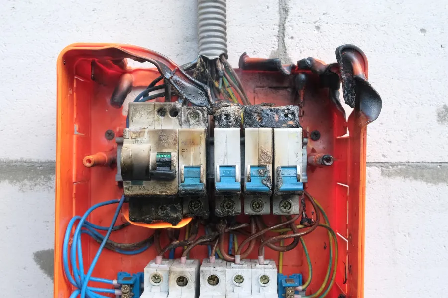 a red and blue electrical device