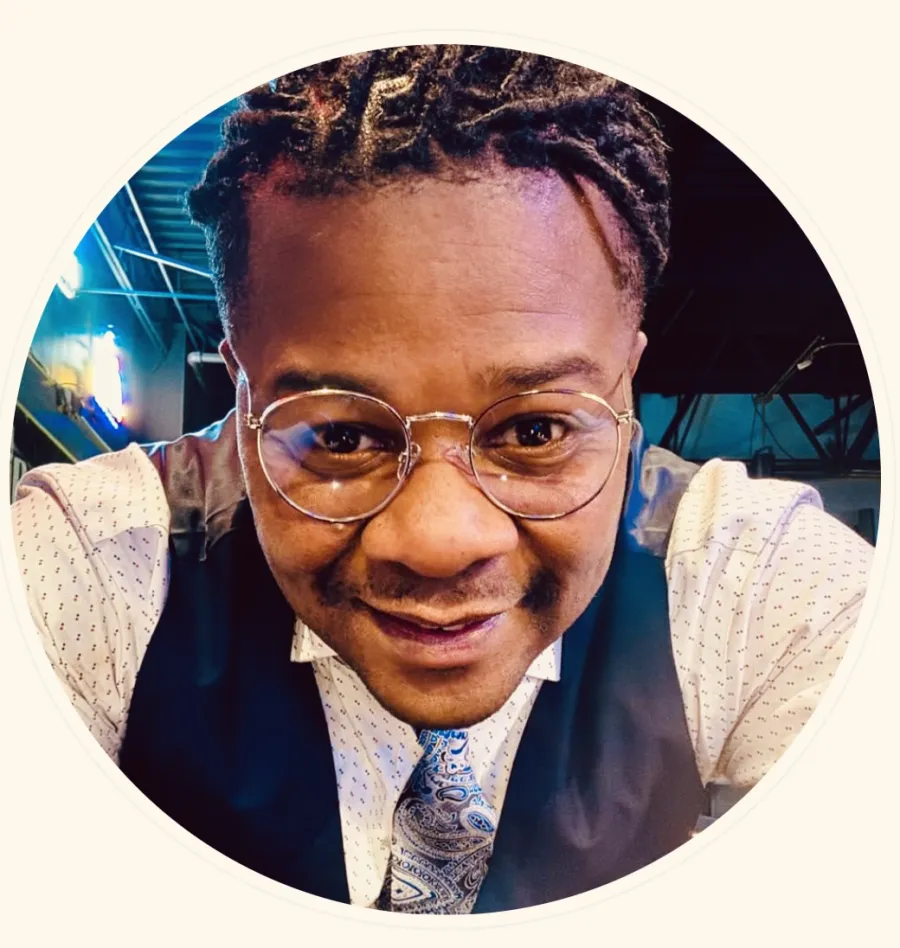 a man wearing glasses