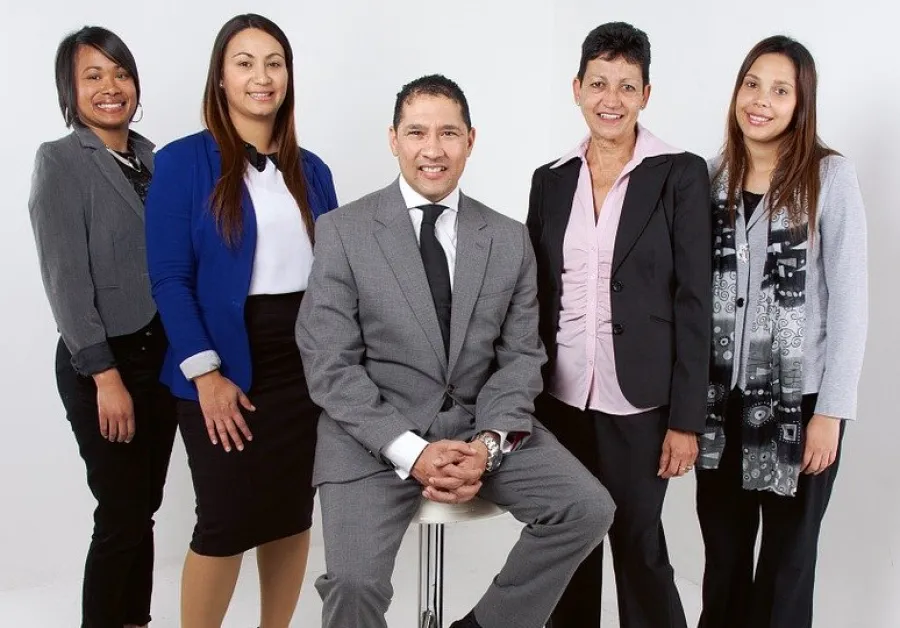 a group of people posing for a photo