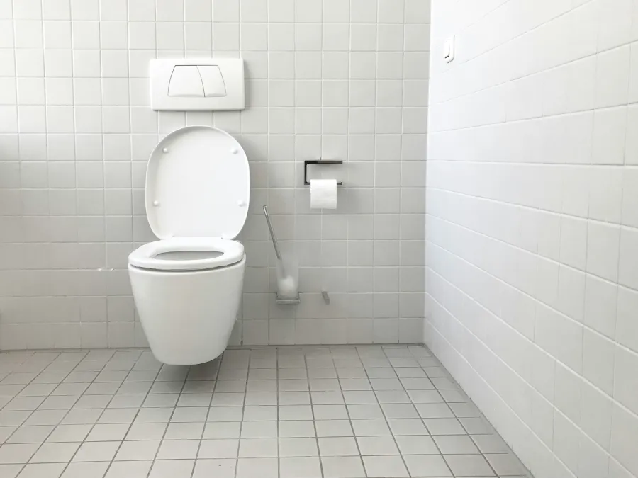 a toilet in a bathroom