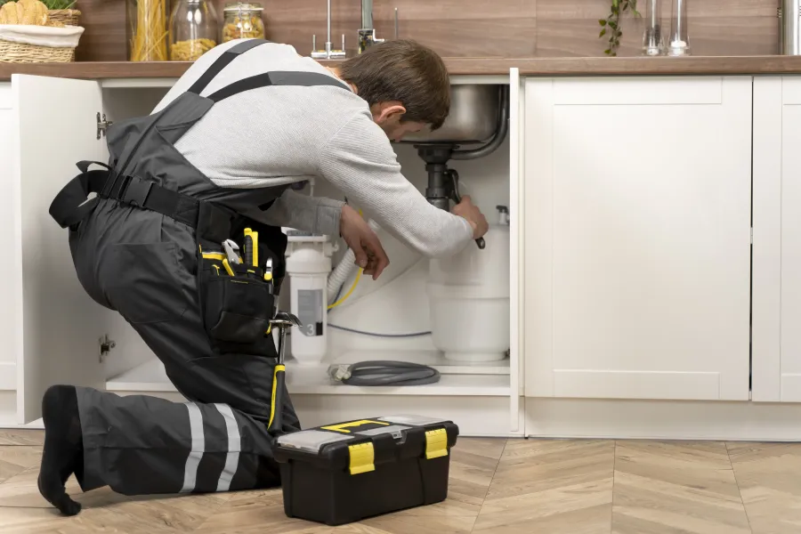 a person in a kitchen