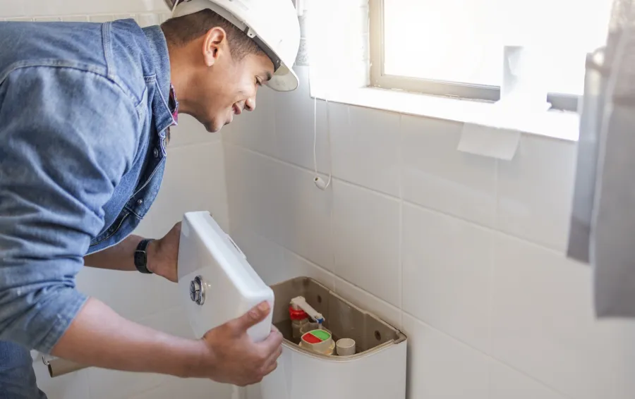 a sandy springs plumber fixing a toilet
