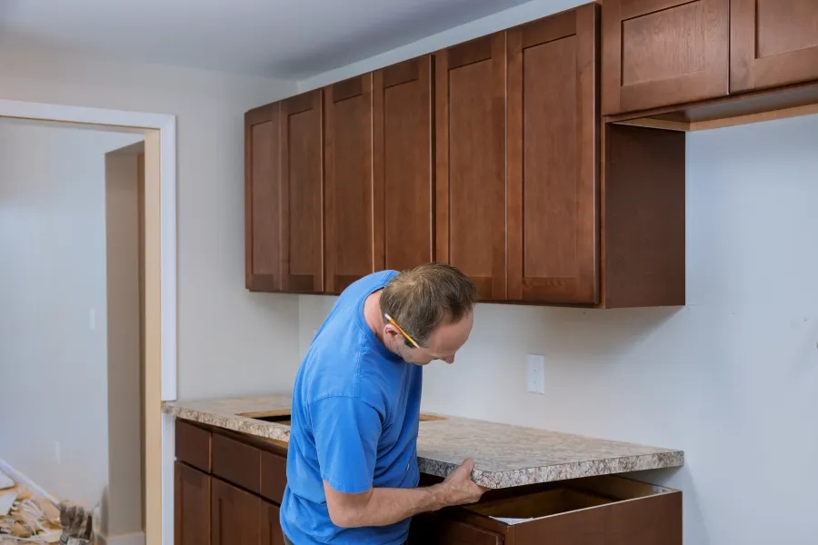 a person in a kitchen