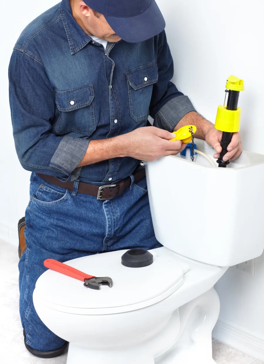 a person using a toilet