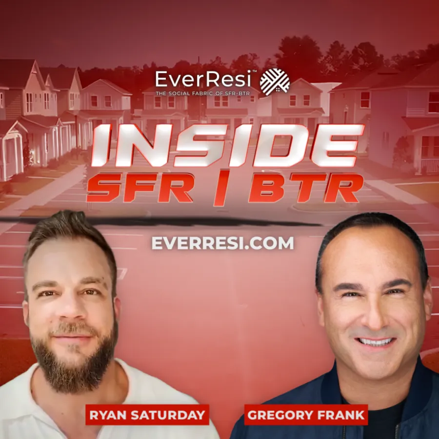 Podcast cover showing hosts Ryan Saturday and Gregory Frank with EverResi branding and suburban homes background.
