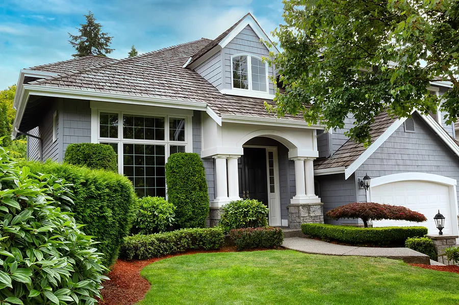 a house with a large front yard