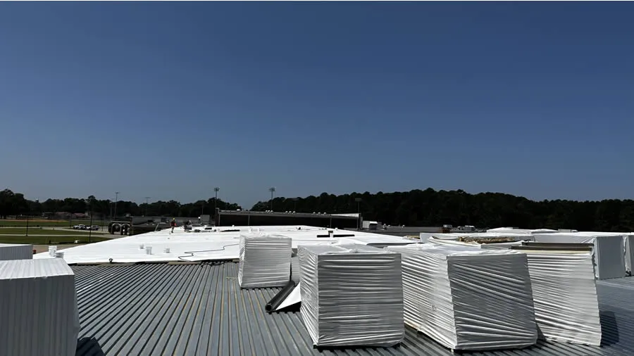 a roof with solar panels